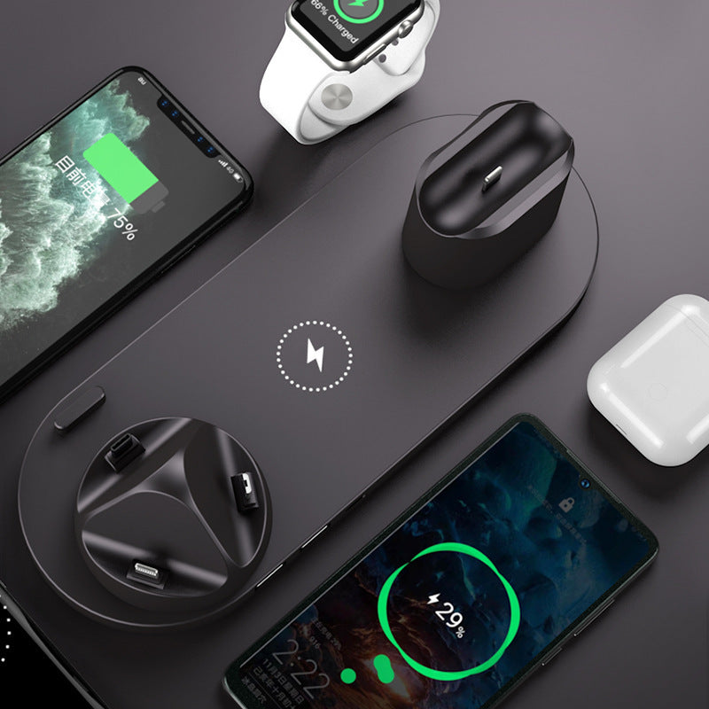 Cargador inalámbrico para teléfonos celulares, cargador rápido para teléfono, almohadilla de carga rápida para teléfono, reloj, estación de carga 6 en 1