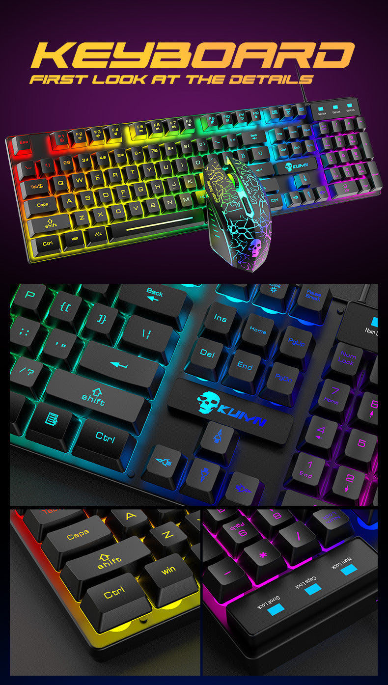 Conjunto de teclado y mouse luminosos Kuiying T6RGB