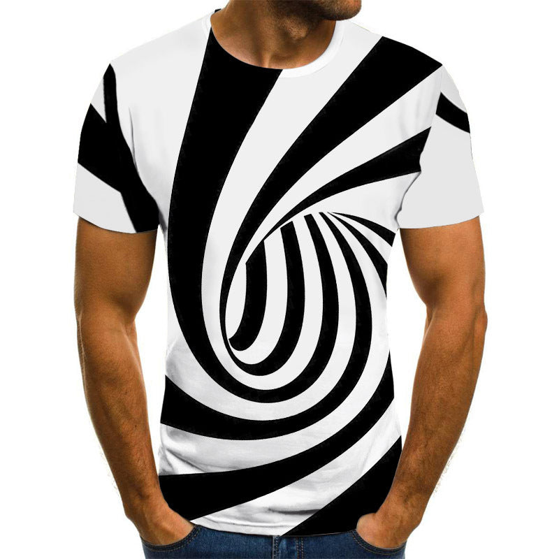 Camiseta informal de manga corta para hombre con estampado digital 3D de pƔjaro solitario y diseƱo suelto