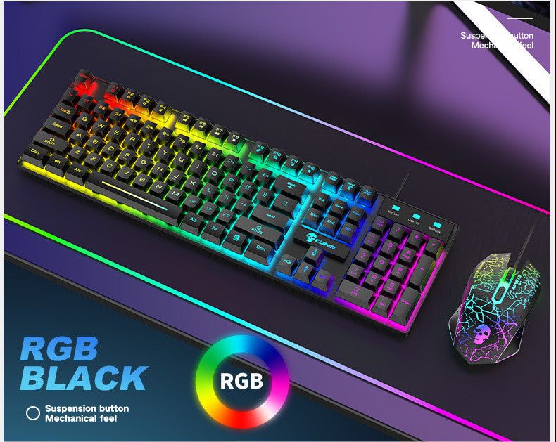 Conjunto de teclado y mouse luminosos Kuiying T6RGB