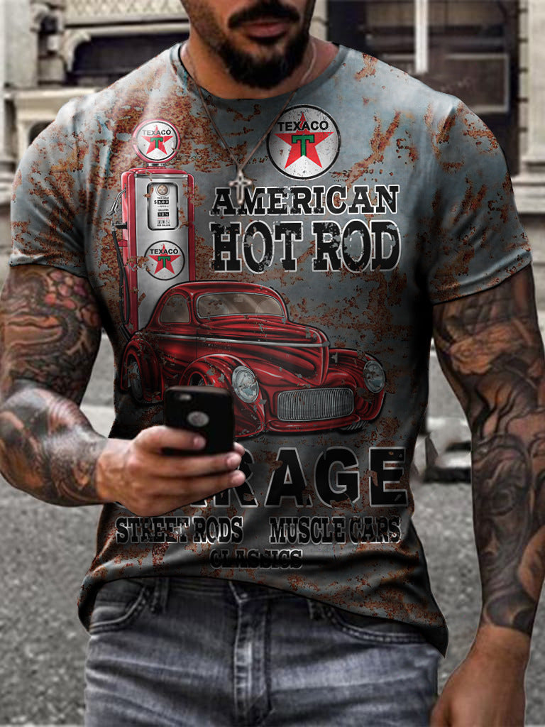Camiseta deportiva informal de manga corta con estampado 3D para hombre