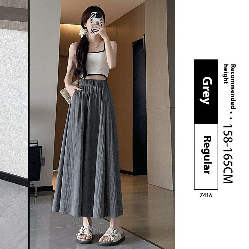Vestido plisado adelgazante de verano con cintura alta y corte A