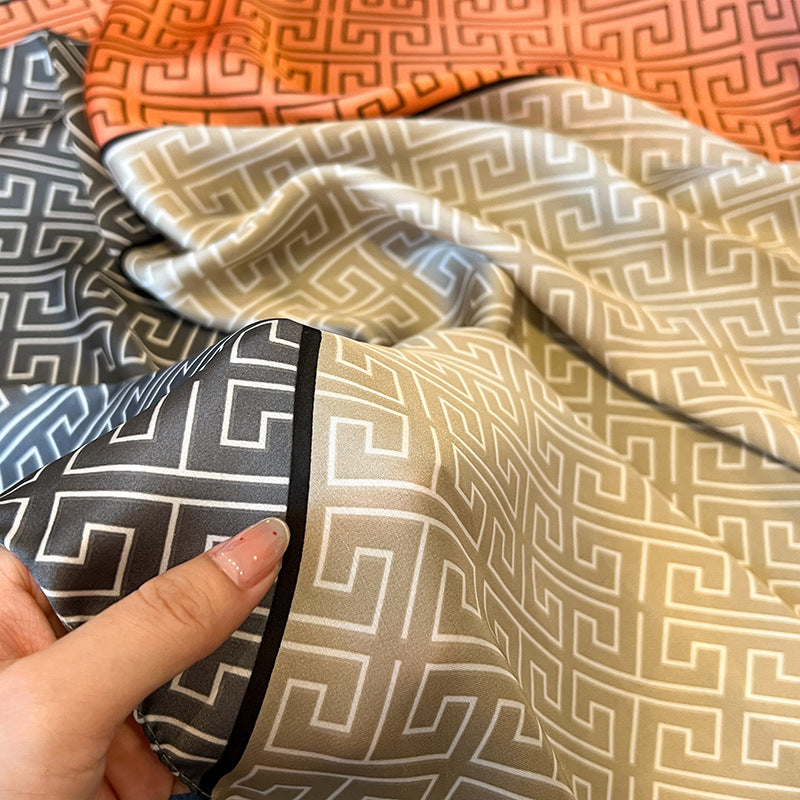 Elegante bufanda de seda de emulación para mujer, primavera y verano, protección solar larga