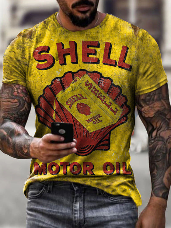 Camiseta deportiva informal de manga corta con estampado 3D para hombre
