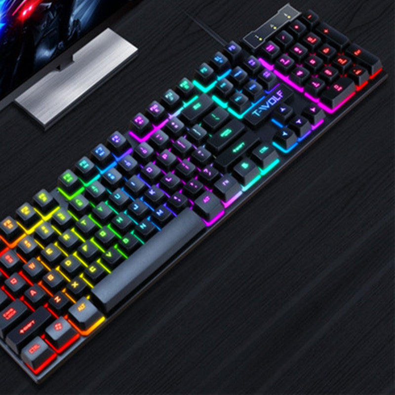 Teclado flotante con cable USB luminoso para juegos