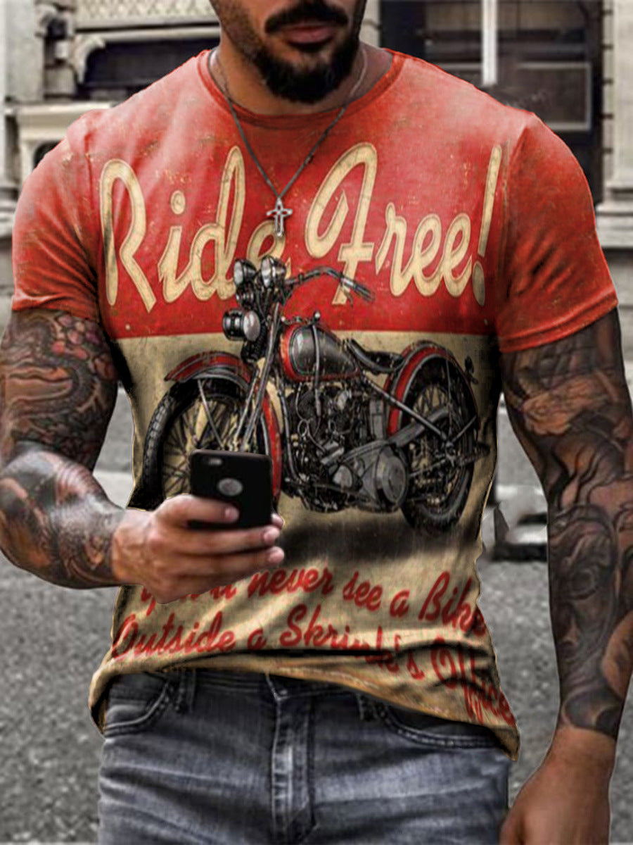Camiseta deportiva informal de manga corta con estampado 3D para hombre