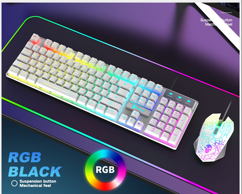 Conjunto de teclado y mouse luminosos Kuiying T6RGB