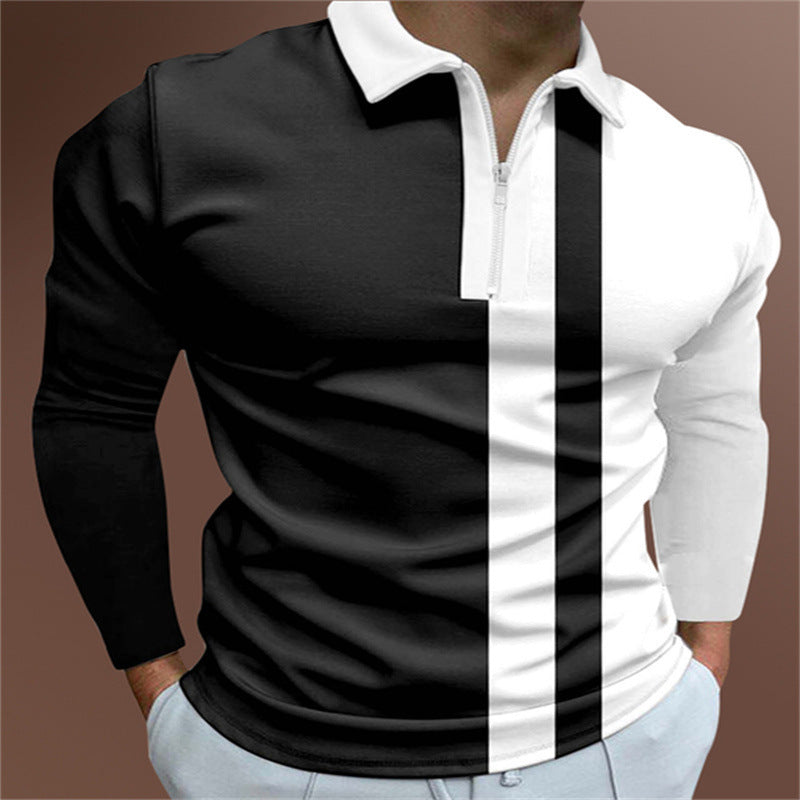 Camiseta POLO de hombre con estampado de rayas, manga corta y solapa