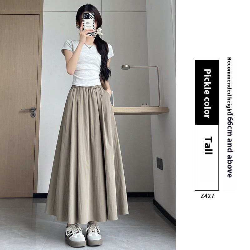 Vestido plisado adelgazante de verano con cintura alta y corte A