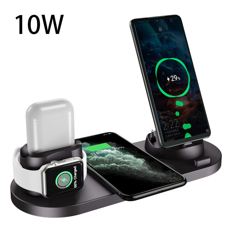 Cargador inalámbrico para teléfonos celulares, cargador rápido para teléfono, almohadilla de carga rápida para teléfono, reloj, estación de carga 6 en 1