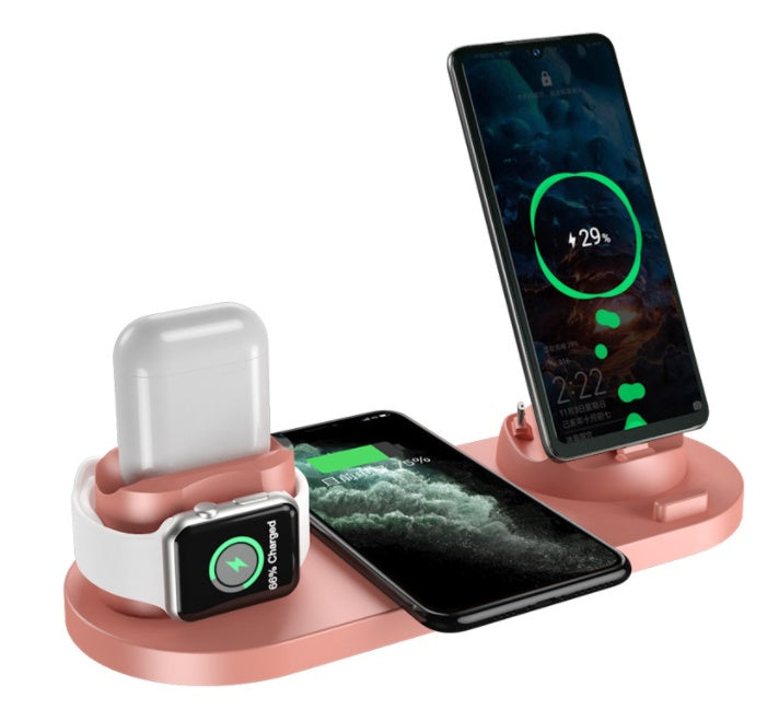 Cargador inalámbrico para teléfonos celulares, cargador rápido para teléfono, almohadilla de carga rápida para teléfono, reloj, estación de carga 6 en 1