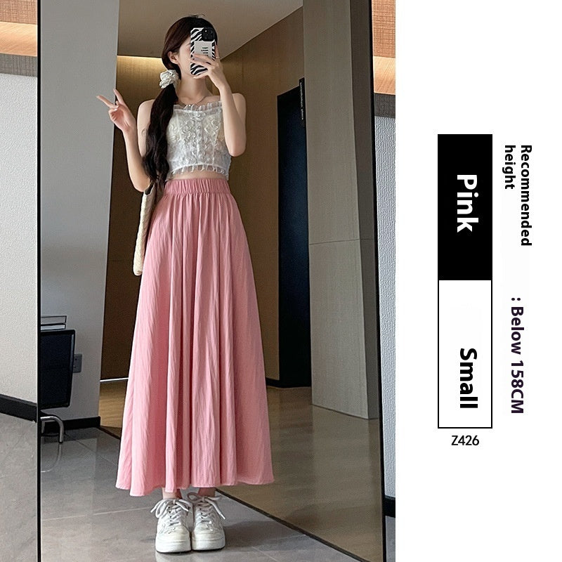 Vestido plisado adelgazante de verano con cintura alta y corte A