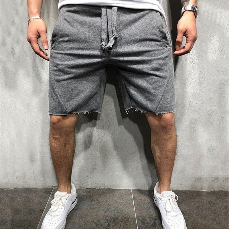 Pantalones cortos deportivos grises de verano para hombre para gimnasio.