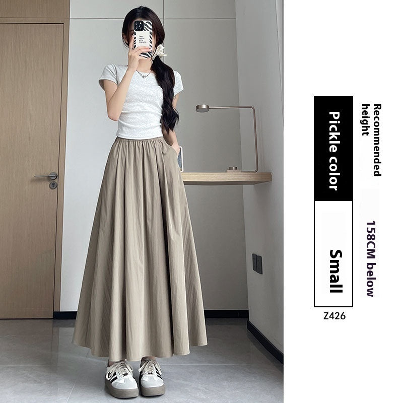 Vestido plisado adelgazante de verano con cintura alta y corte A