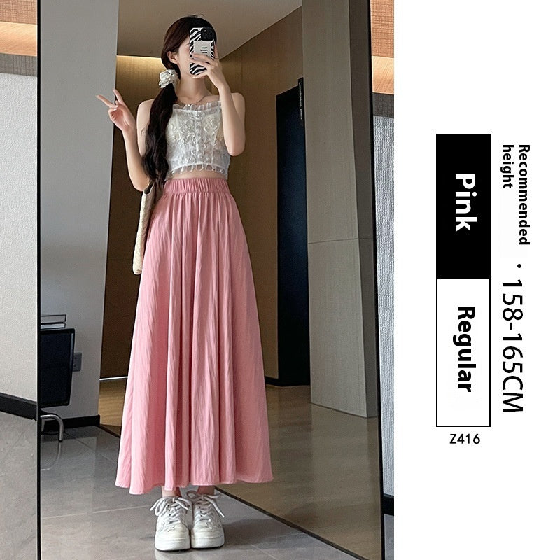 Vestido plisado adelgazante de verano con cintura alta y corte A