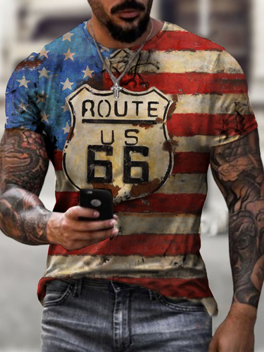 Camiseta deportiva informal de manga corta con estampado 3D para hombre