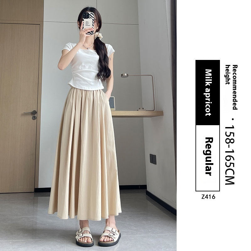 Vestido plisado adelgazante de verano con cintura alta y corte A