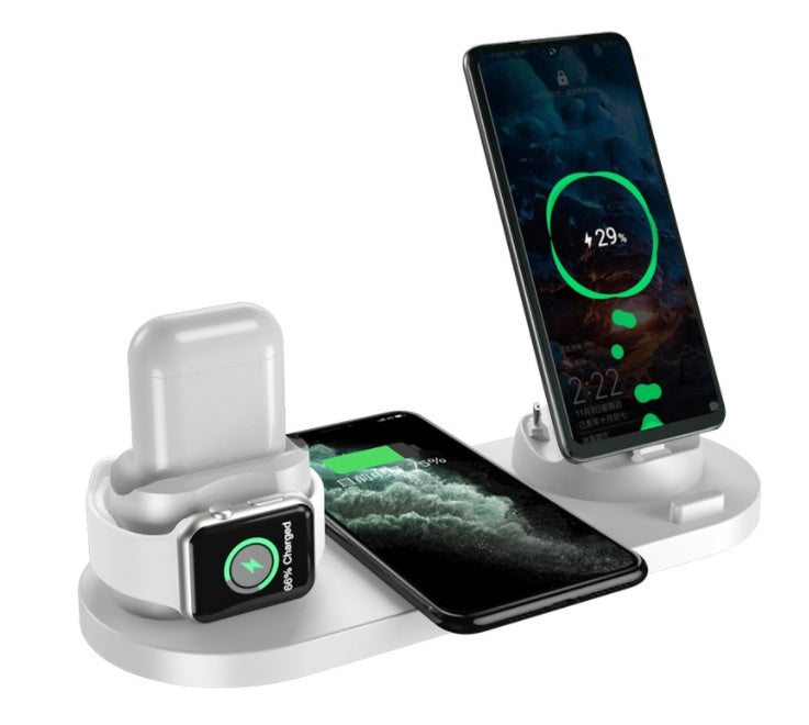 Cargador inalámbrico para teléfonos celulares, cargador rápido para teléfono, almohadilla de carga rápida para teléfono, reloj, estación de carga 6 en 1