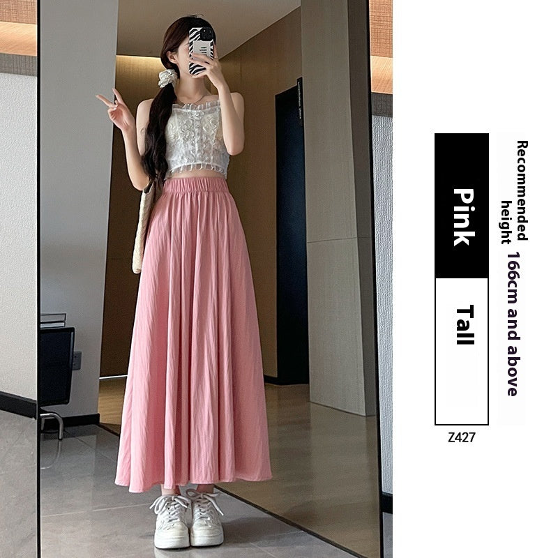 Vestido plisado adelgazante de verano con cintura alta y corte A