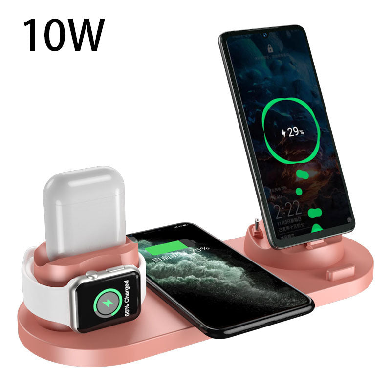 Cargador inalámbrico para teléfonos celulares, cargador rápido para teléfono, almohadilla de carga rápida para teléfono, reloj, estación de carga 6 en 1