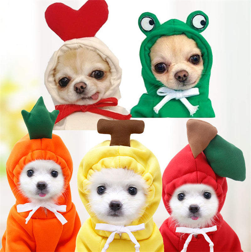 Ropa bonita con diseño de frutas para perros pequeños, sudaderas con capucha, ropa de invierno cálida de forro polar para mascotas, disfraz para cachorros y gatos, abrigo para chihuahua francés.
