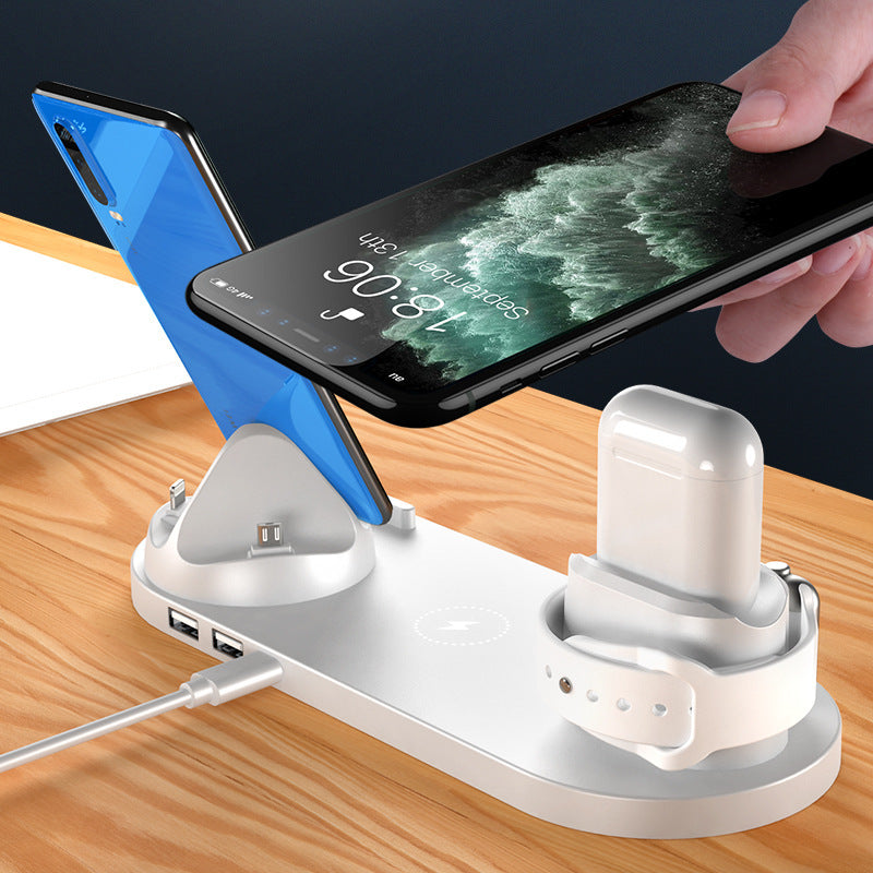 Cargador inalámbrico para teléfonos celulares, cargador rápido para teléfono, almohadilla de carga rápida para teléfono, reloj, estación de carga 6 en 1