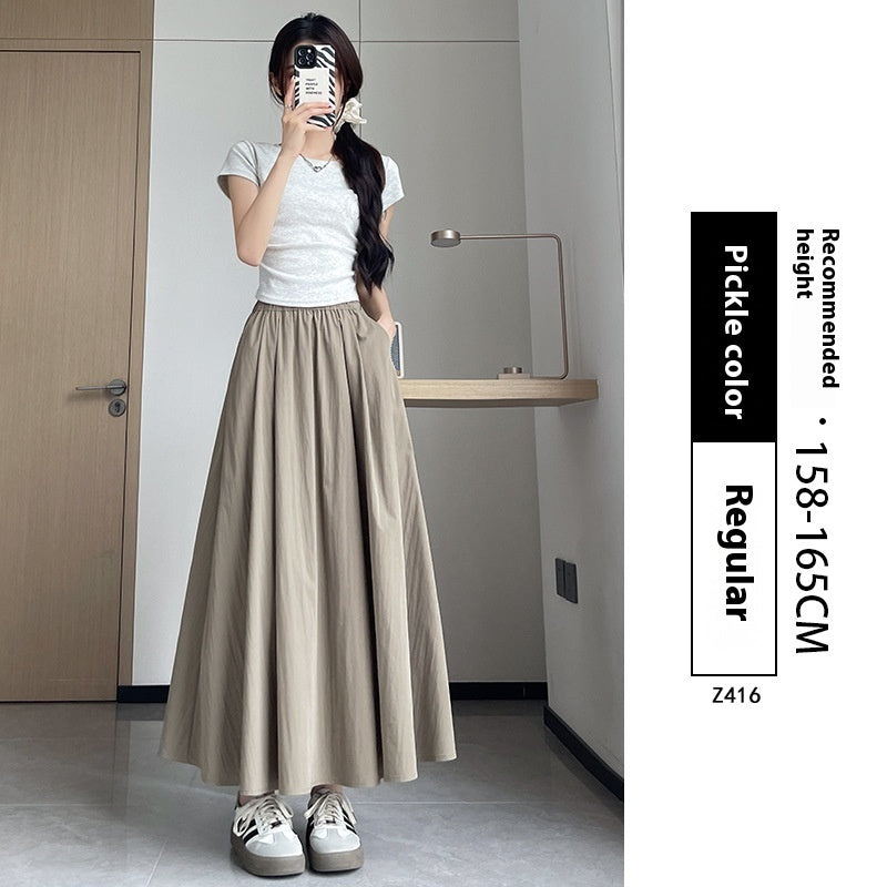 Vestido plisado adelgazante de verano con cintura alta y corte A