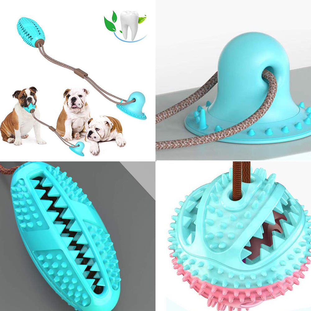 Juguetes para perros con ventosa de silicona, pelota interactiva para tirar, juguete para masticar, morder, limpiar los dientes, cepillo de dientes, alimentación, suministros para mascotas