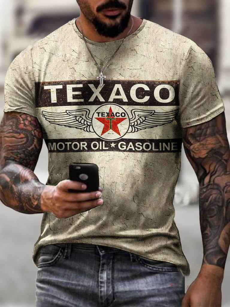 Camiseta deportiva informal de manga corta con estampado 3D para hombre