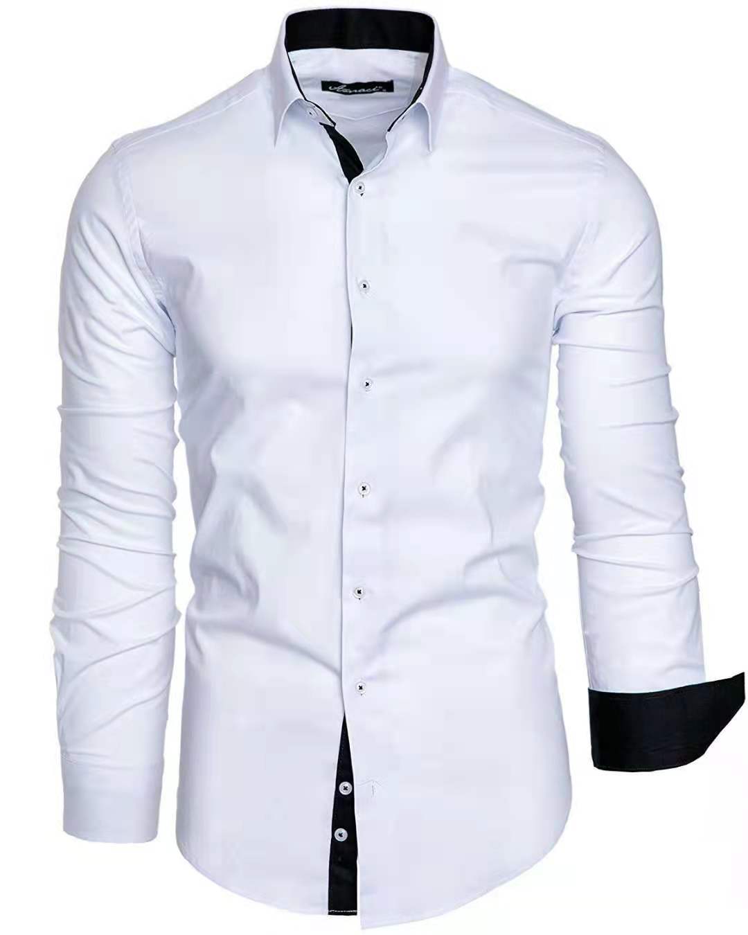 Camisa casual de manga larga Tiansi para hombre con contraste de colores
