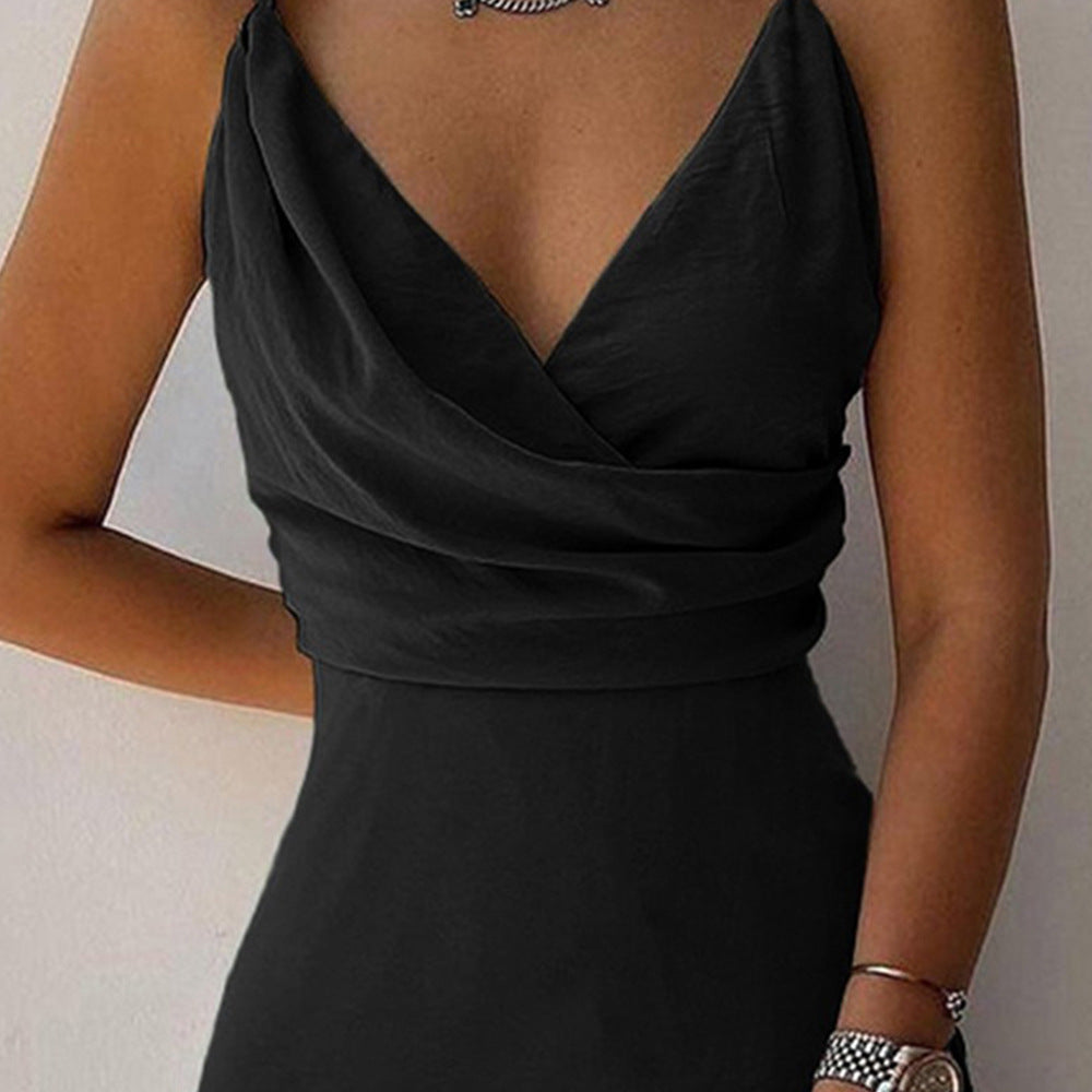 Vestido de verano con escote en V y abertura, sexy, ajustado, con tirantes, para mujer