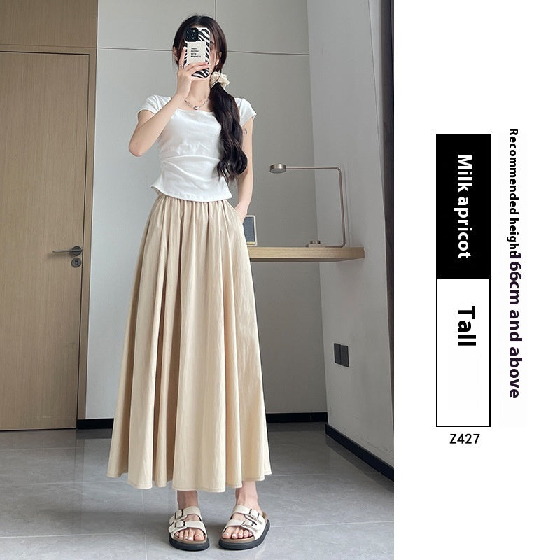 Vestido plisado adelgazante de verano con cintura alta y corte A