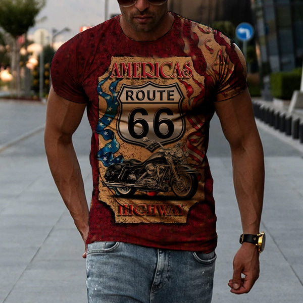 Camiseta deportiva informal de manga corta con estampado 3D para hombre