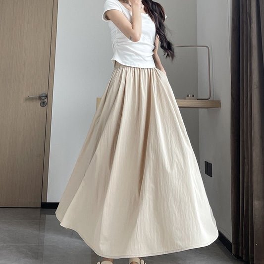 Vestido plisado adelgazante de verano con cintura alta y corte A