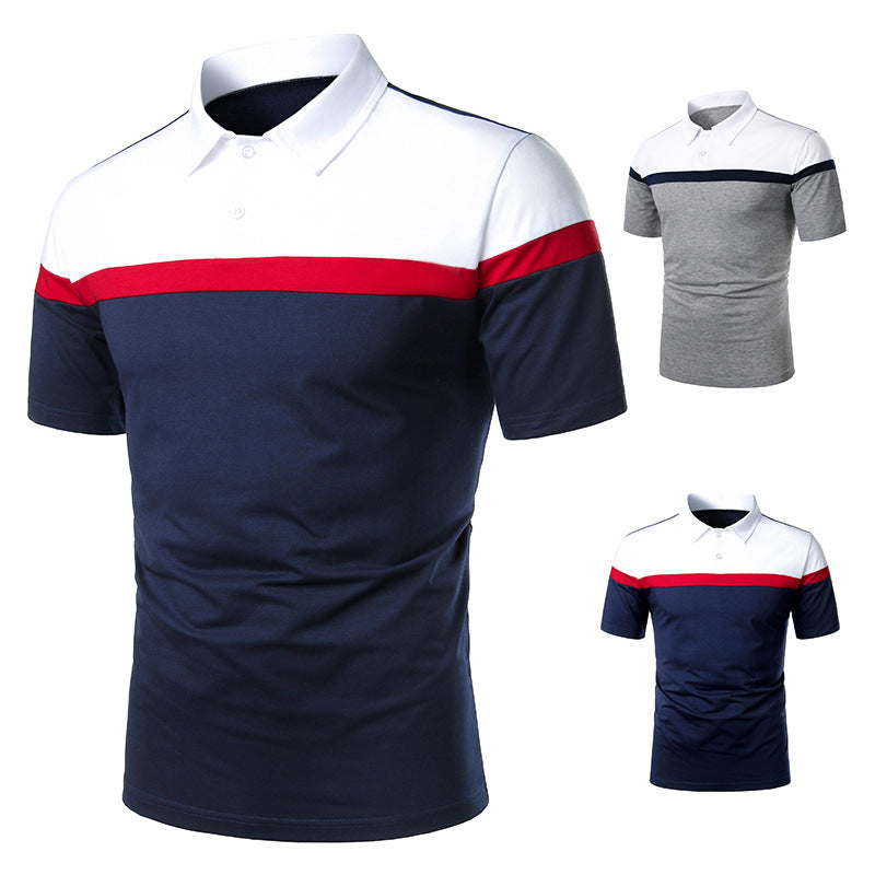 Diseño casual de combinación de colores de manga corta para hombre.