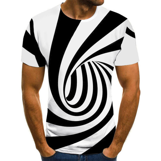 Camiseta informal de manga corta para hombre con estampado digital 3D de pájaro solitario y diseño suelto