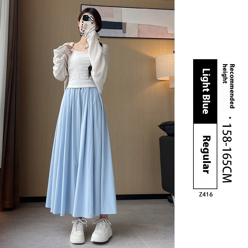 Vestido plisado adelgazante de verano con cintura alta y corte A