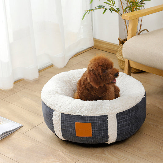 Cama para mascotas de lana de cordero súper suave y cálida para el invierno