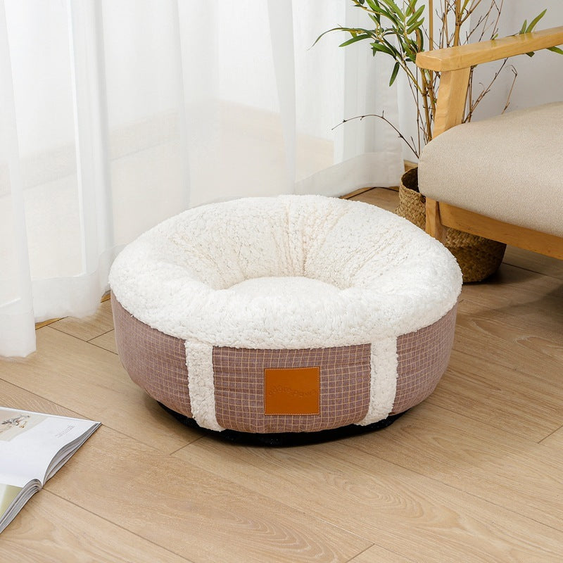 Cama para mascotas de lana de cordero súper suave y cálida para el invierno