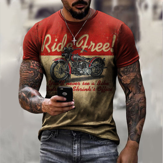 Camiseta deportiva informal de manga corta con estampado 3D para hombre